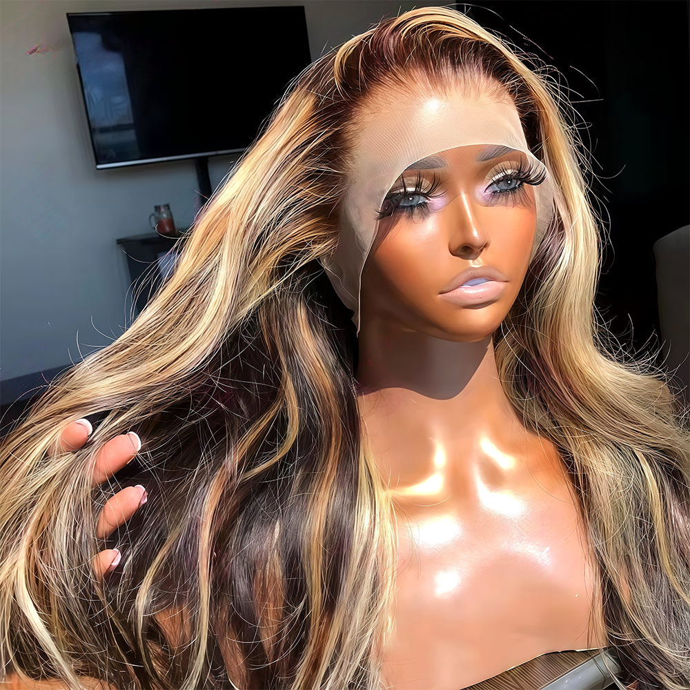 P4/27 Highlight Body Wave HD Lace Front Wig – 13x4 Transparent Lace Human Hair