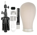 Canvas wig head mannequin block set with tripod stand and DIY tools