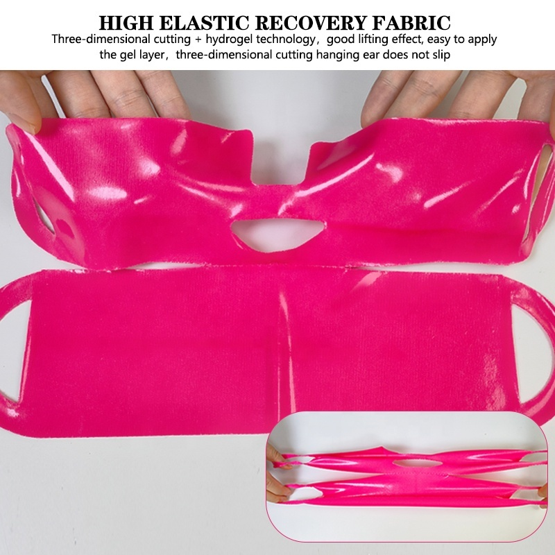High elastic recovery fabric V-line hydrogel mask with 3D cutting hydrogel technology close-up