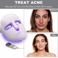 LED facial mask blue light acne treatment showing before and after results - treat acne in 2 weeks