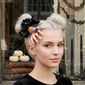 Halloween hair claw clip with severed hand, black bow and spider - blonde updo