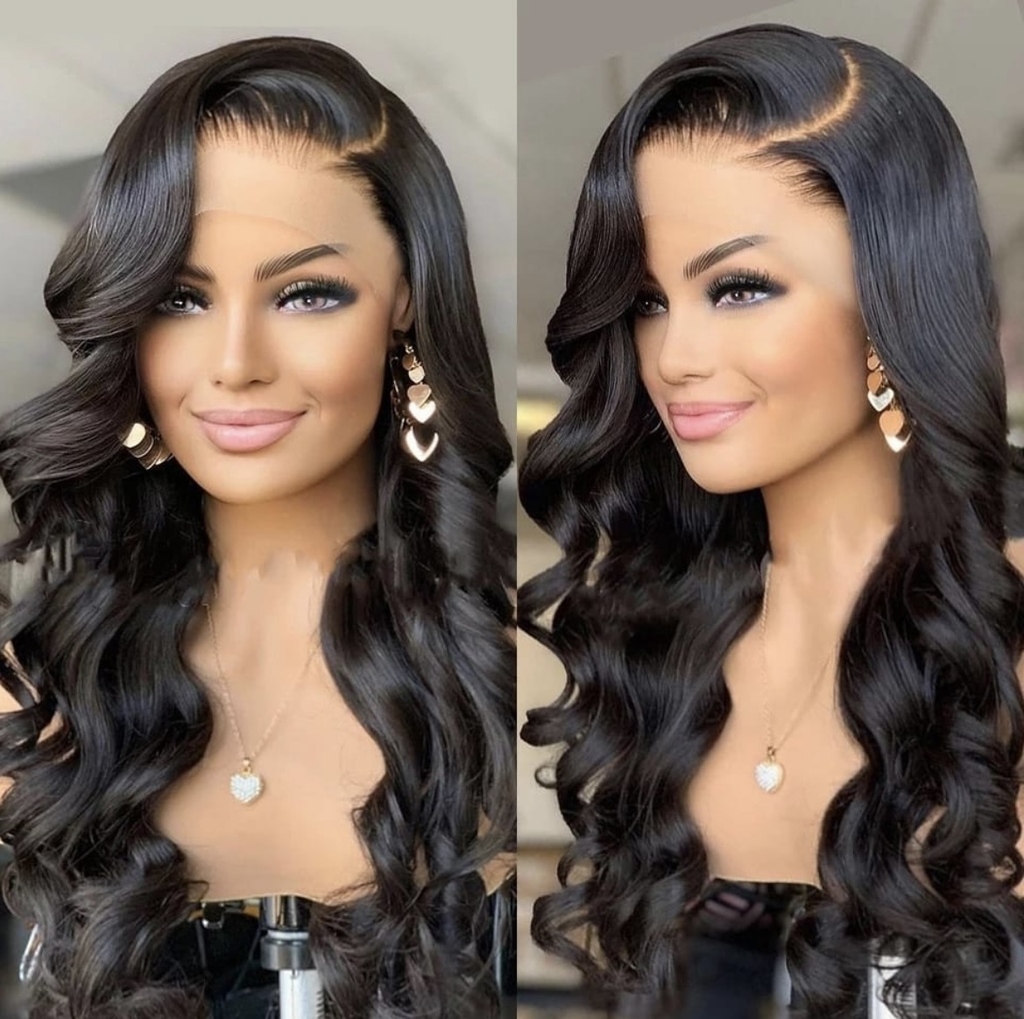 30 Inch Body Wave Lace Frontal Wig – styled front and side view