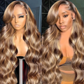 P4/27 Highlight Body Wave HD Lace Front Wig Honey Blonde Brown Human Hair