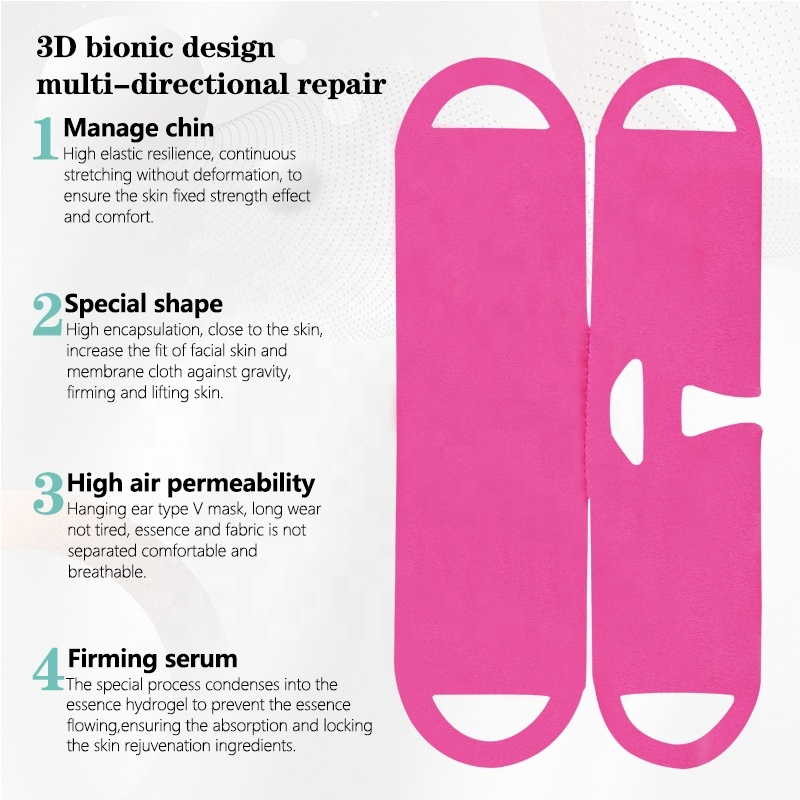 3D bionic design multi-directional repair V-line mask featuring chin management, special shape, air permeability and firming serum