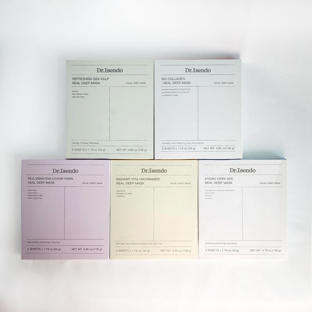 Dr.Isendo Real Deep Mask - all 5 boxes flat lay