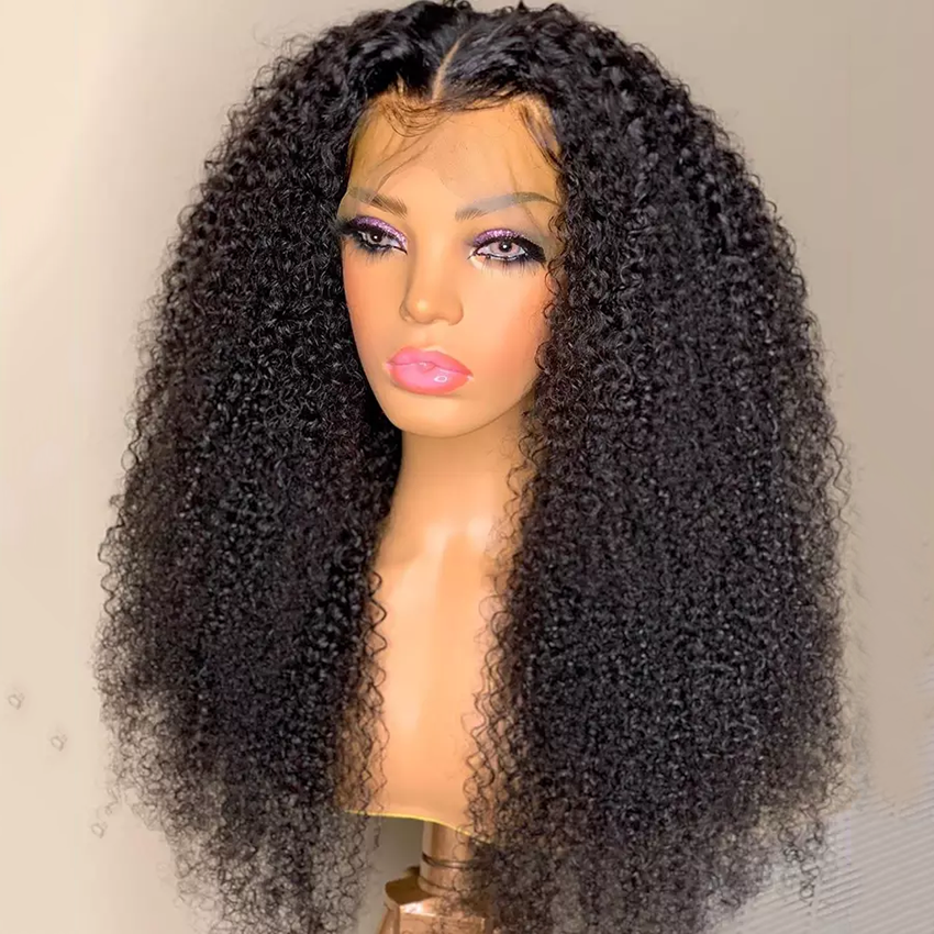 Kinky Curly HD Lace Frontal Wig – full front view on mannequin