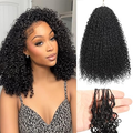Feather crochet deep curl extensions worn look – natural black
