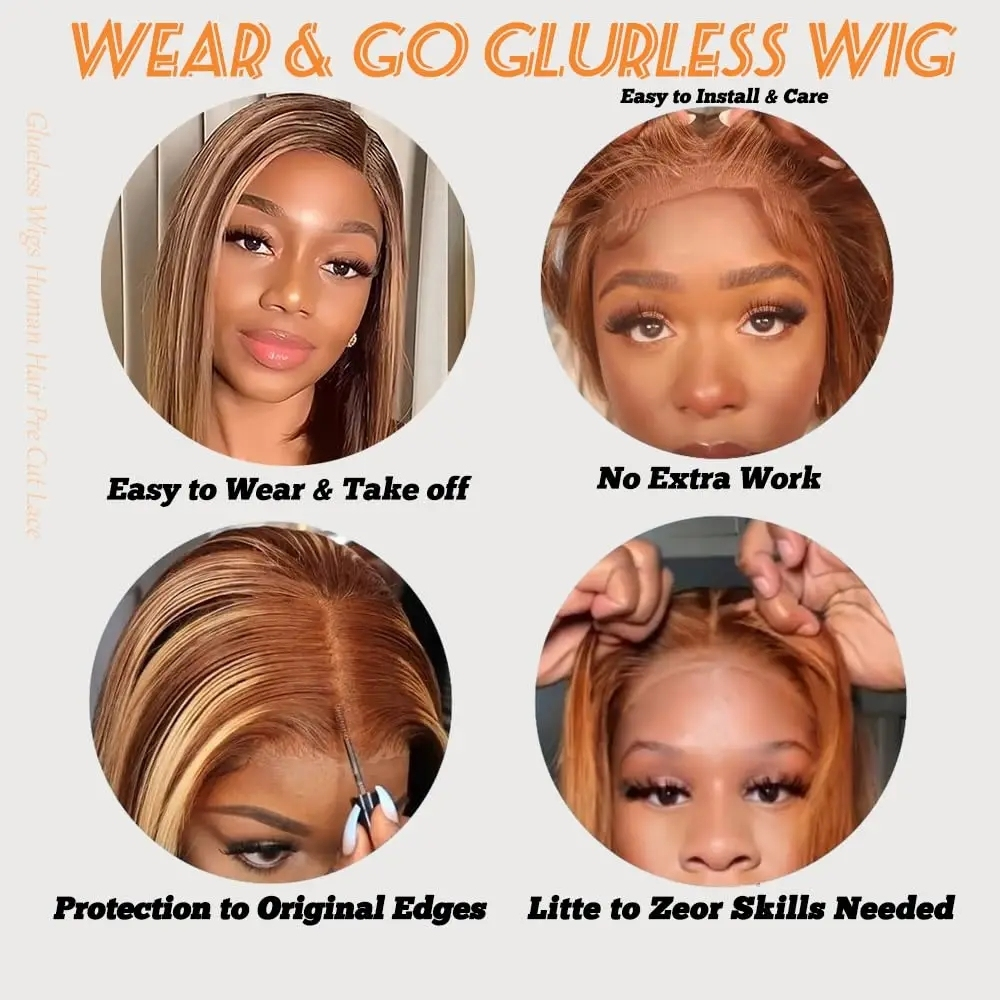 Wear & Go Glueless Wig – easy install highlight blonde bob