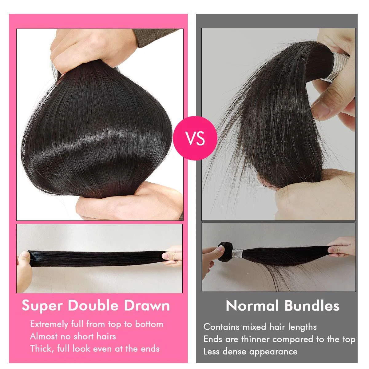 Super Double Drawn vs Normal Bundles Comparison