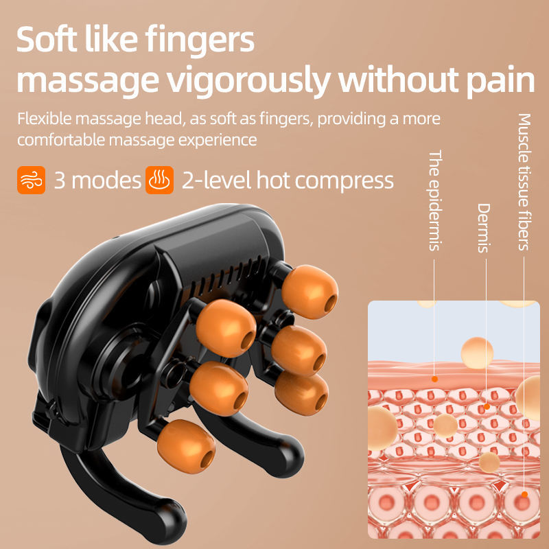 Kingstar massager showing massage heads and hot compress modes