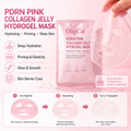 PDRN Pink Collagen Jelly Hydrogel Mask product features: deep hydration, firming, glow and skin barrier care