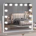 White LED vanity mirror with 15 light bulbs on tabletop